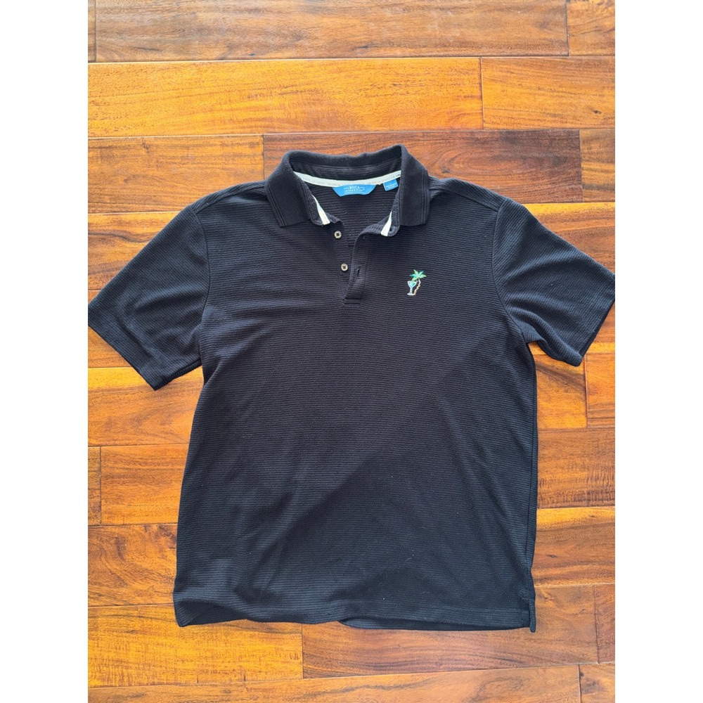 Boca Islandwear Men's Black Palm Tree Cocktail Polo Shirt‎ Size L